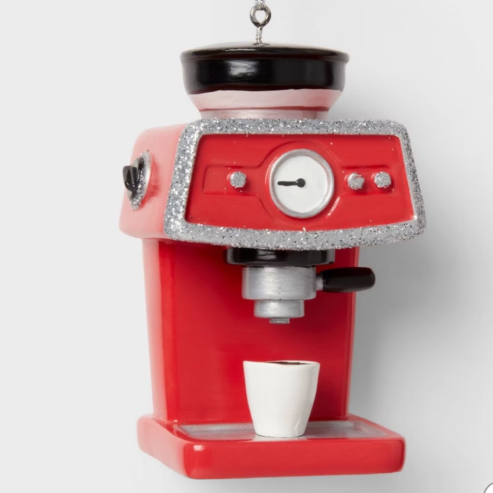 Target Red and Silver Coffee Maker Ornament